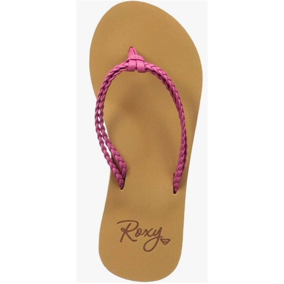 Roxy Flip Flop Thong Sandals Youth 3 Pink Braided Straps Raspberry Dream - Picture 1 of 4